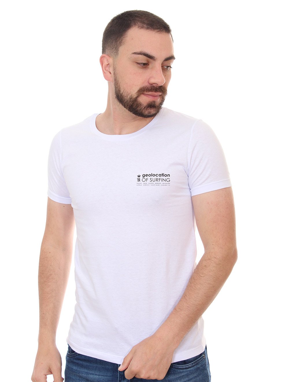 Camiseta Sergio K Masculina Geoloc. Surfboard Branca