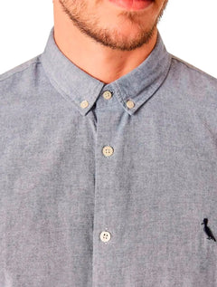 Camisa Reserva Masculina Manga Curta Oxford Color Azul Marinho Mescla