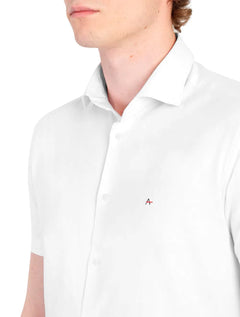 Camisa Aramis Masculina Manga Curta Slim Tricoline Stretch Branca