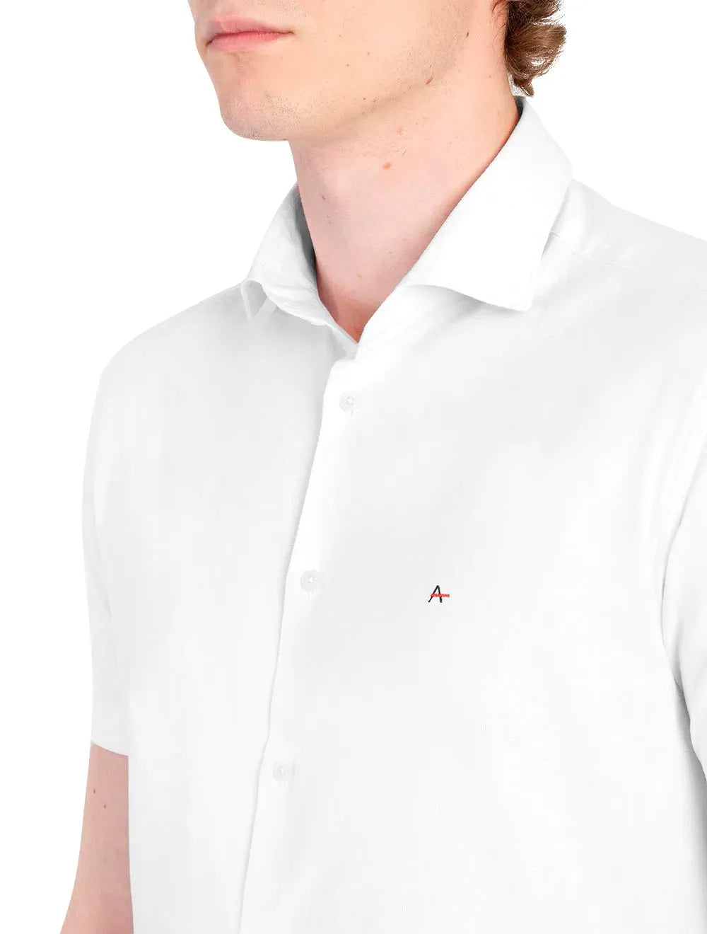 Camisa Aramis Masculina Manga Curta Slim Tricoline Stretch Branca