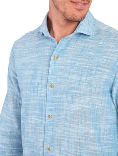 Camisa Aramis Masculina Regular Flame Lisa Azul Claro Mescla