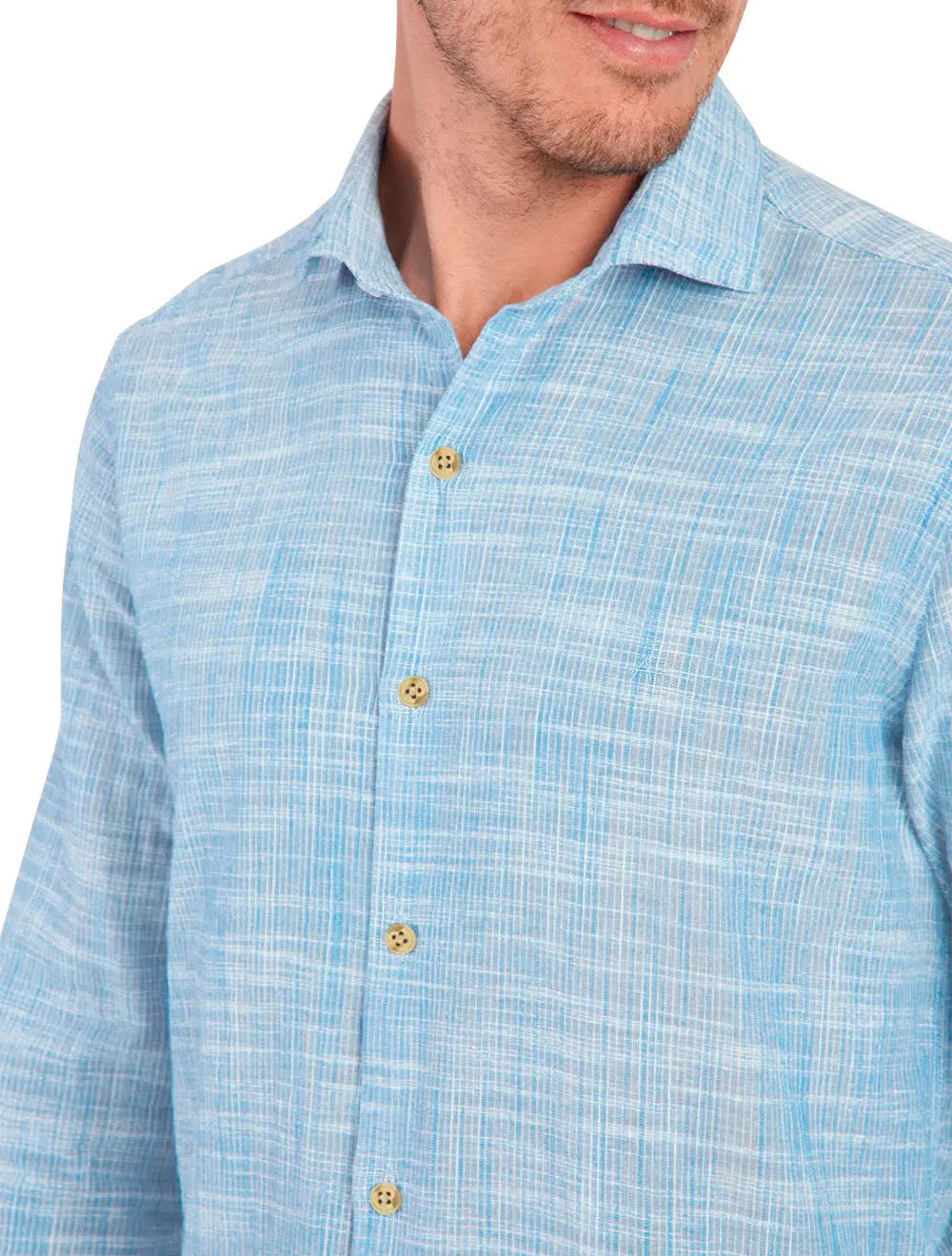 Camisa Aramis Masculina Regular Flame Lisa Azul Claro Mescla