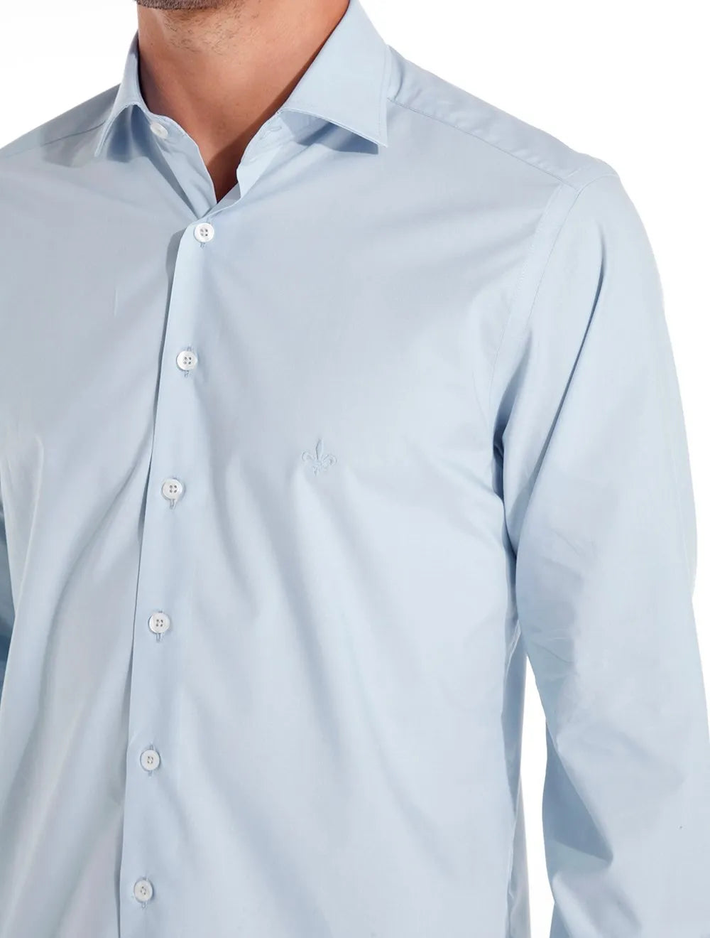 Camisa Dudalina Masculina Slim Tricoline Lisa Azul Claro