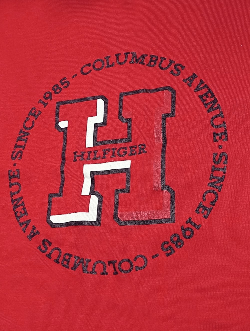 Camiseta Tommy Hilfiger Masculina Columbus H Roundle Logo Vermelho