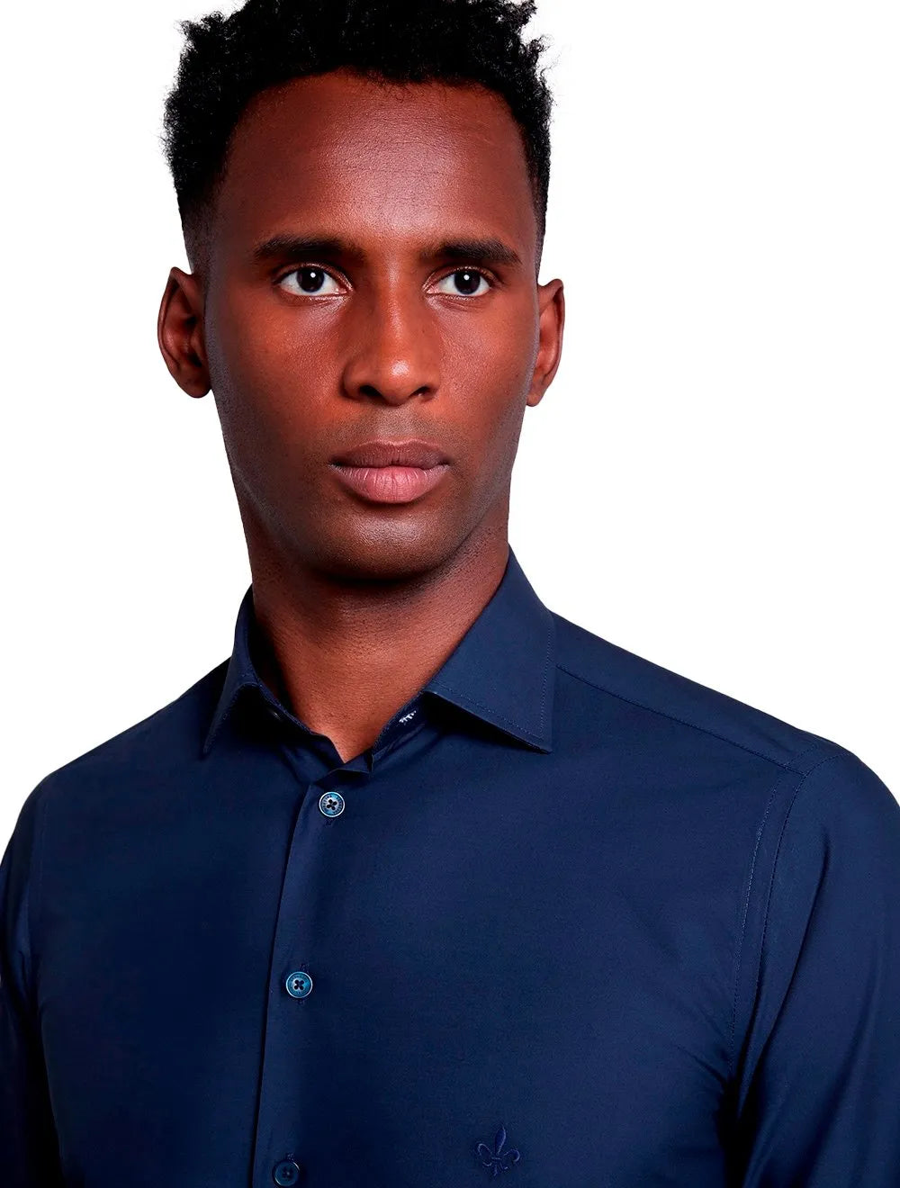 Camisa Dudalina Masculina Slim Tricoline Lisa Azul Marinho