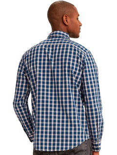 Camisa Levis Classic One Pocket Xadrez Azul e Branca