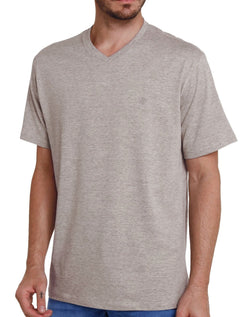Camiseta Dudalina Masculina V-Neck Regular Grey Icon Cinza Mescla