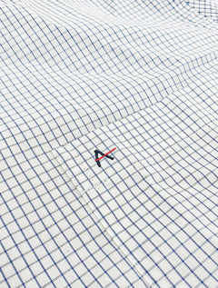Camisa Aramis Masculina Regular Manga Curta Tricoline Micro Xadrez Branco/Marinho