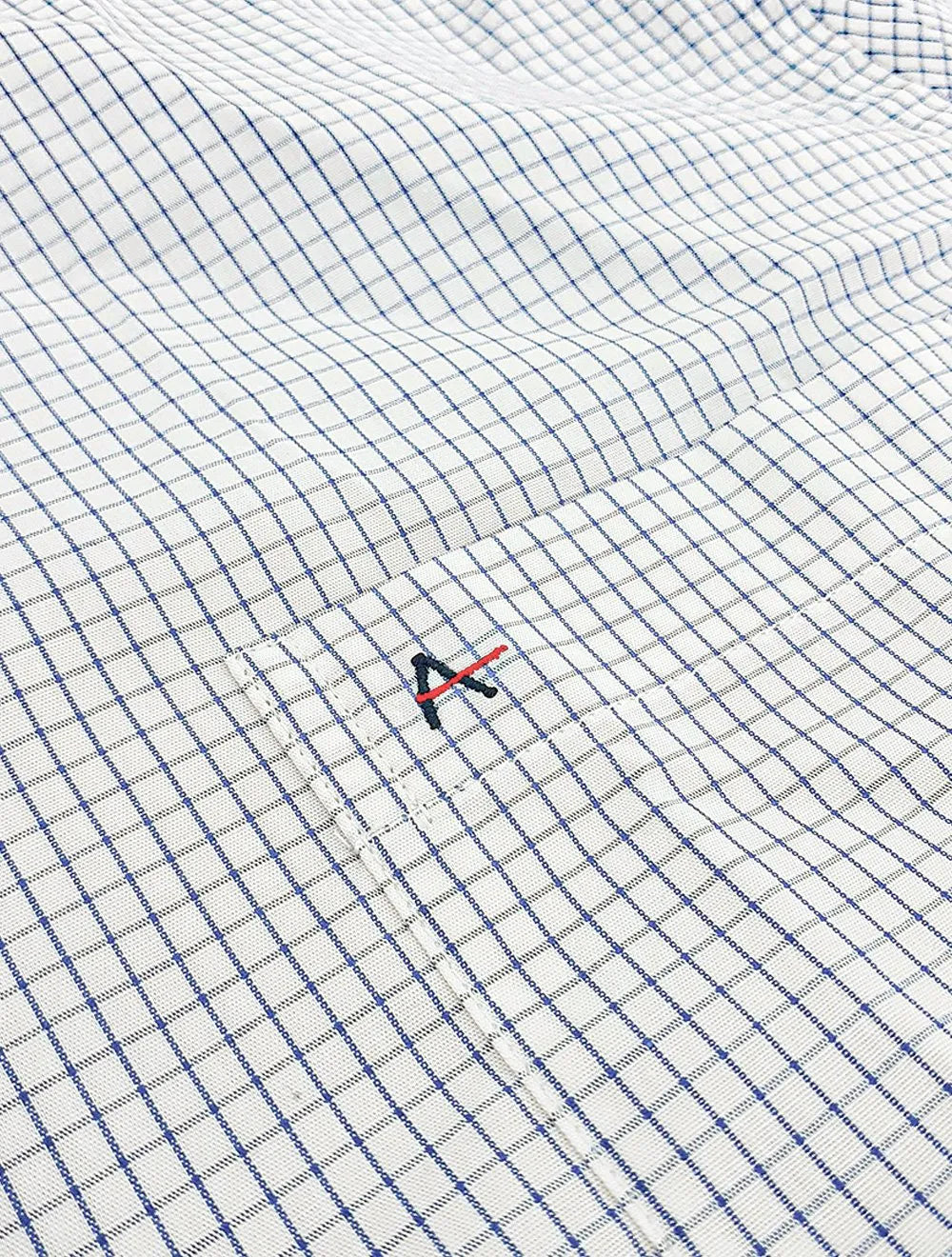 Camisa Aramis Masculina Regular Manga Curta Tricoline Micro Xadrez Branco/Marinho