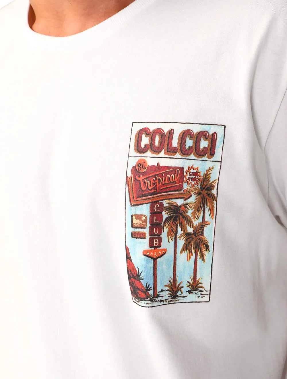 Camiseta Colcci Masculina Regular Tropical Club Off-White