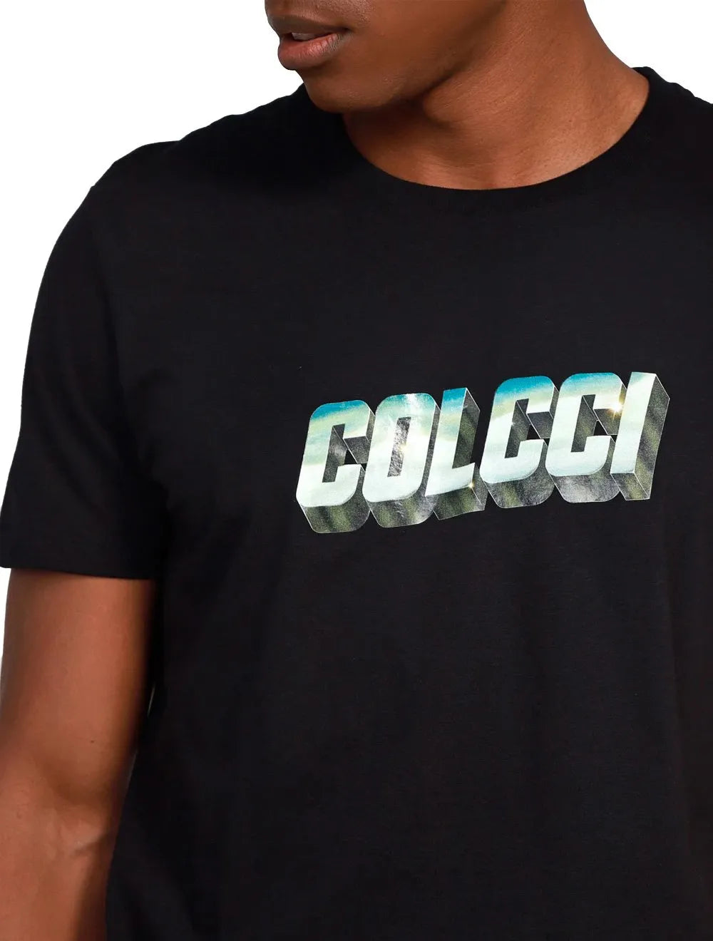 Camiseta Colcci Masculina Slim Metallic Logo Preta