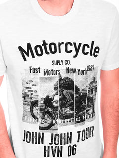 Camiseta John John Masculina Motorcycle Suply Co. Branca