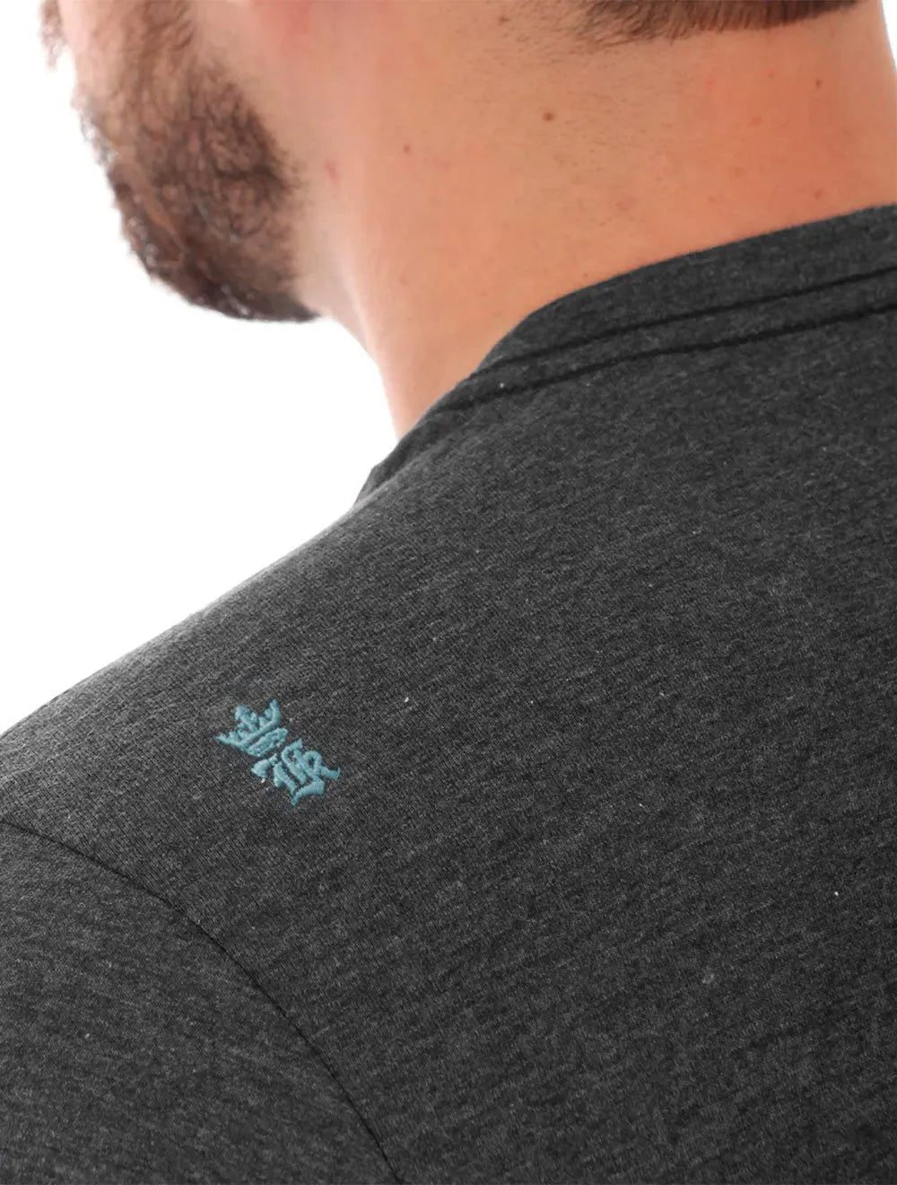 Camiseta Sergio K Masculina Back To Basics Light Blue Logo Chumbo Mescla