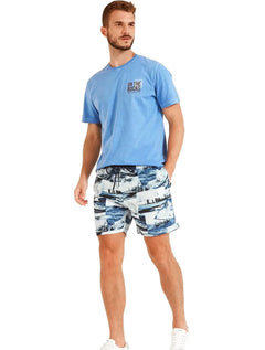 Bermuda Forum Masculina D'Água Beachshort Boats Azul
