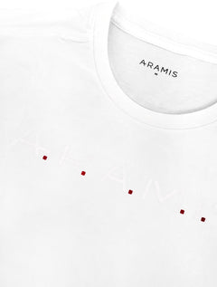 Camiseta Aramis Masculina Lettering Dots Branca