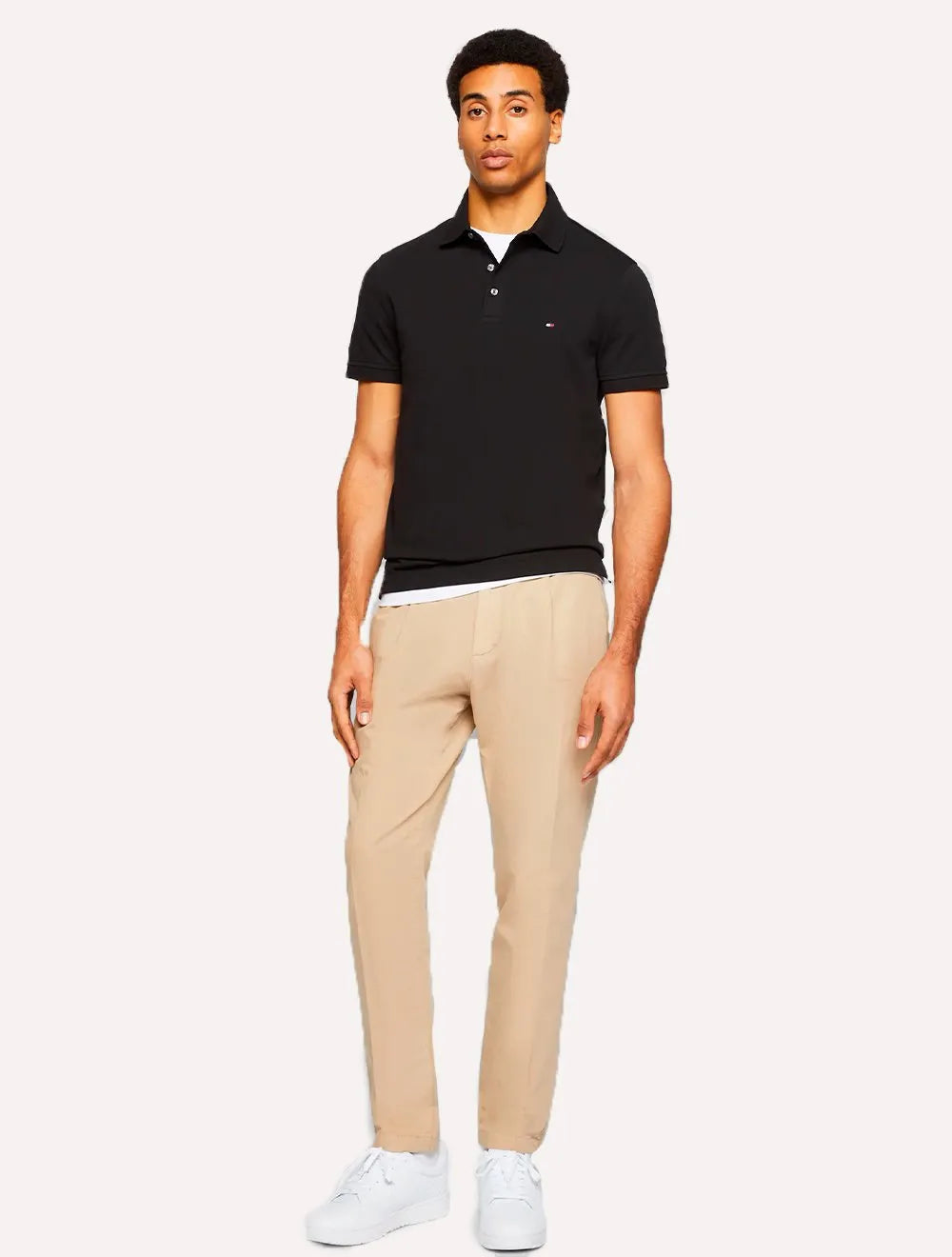 Polo Tommy Hilfiger Masculina Slim 1985 Preta