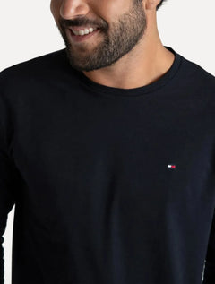 Camiseta Tommy Hilfiger Masculina Manga Longa Essential Cotton Azul Marinho