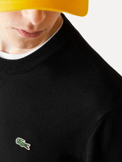 Suéter Lacoste Masculino Classic Fit Gola Redonda Logo Preto