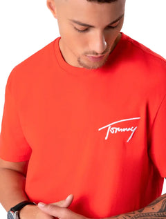 Camiseta Tommy Jeans Masculina Embroidered Signature Vermelha