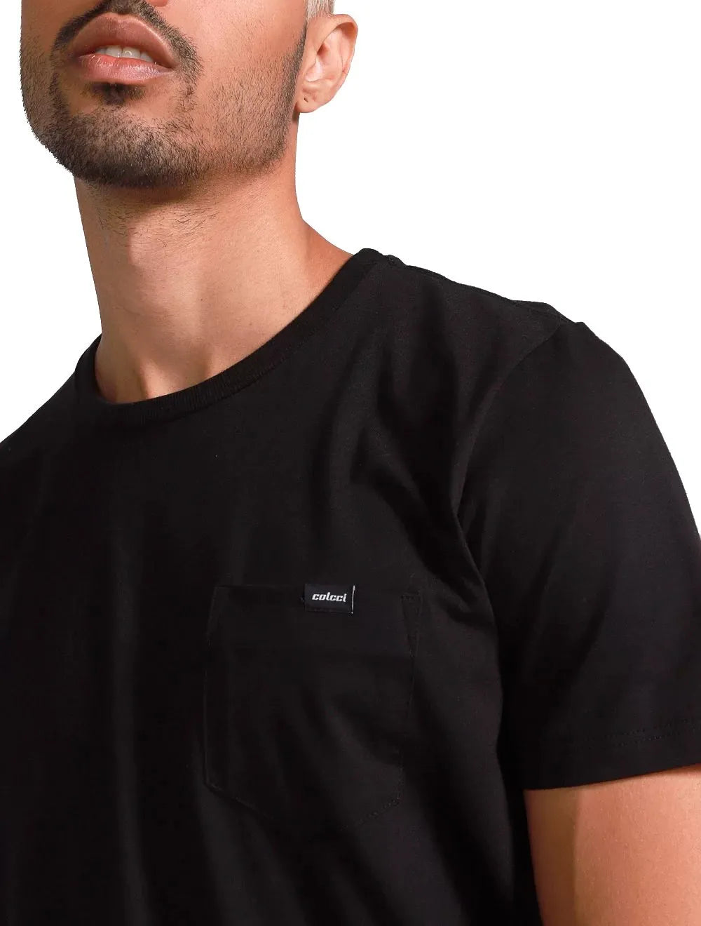 Camiseta Colcci Masculina Cotton Tag Pocket Preta