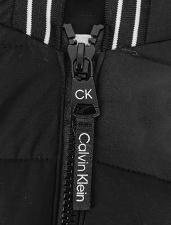 Jaqueta Calvin Klein Hoodie Matelassê Stripes Preta