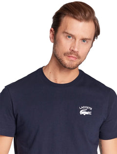 Camiseta Lacoste Masculina Regular Fit Cotton Jersey Azul Marinho