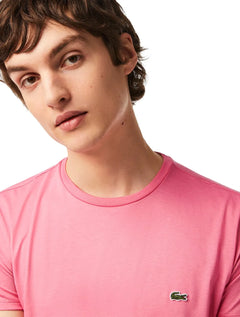Camiseta Lacoste Masculina Jersey Pima Cotton Rosa Forte