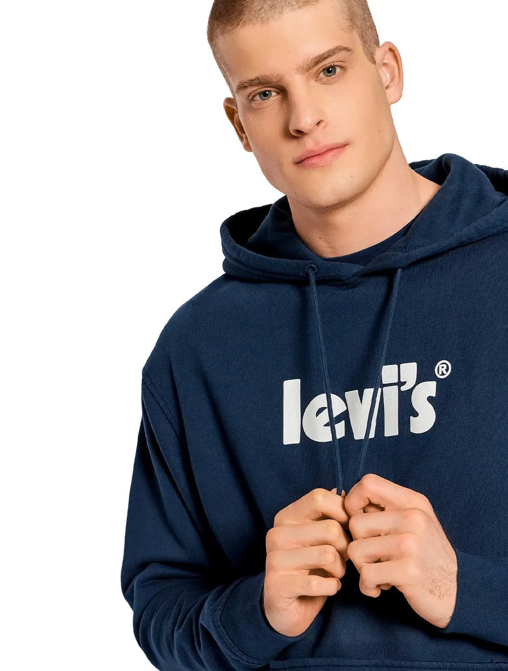 Moletom Levis Masculino Hoodie Fleece Relaxed Graphic Azul Marinho