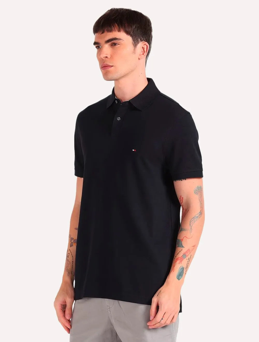 Polo Tommy Hilfiger Masculina Regular Piquet 1985 Azul Marinho
