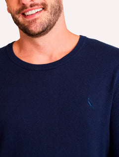 Suéter Reserva Masculino Tricot Basico Gola Careca Azul Marinho