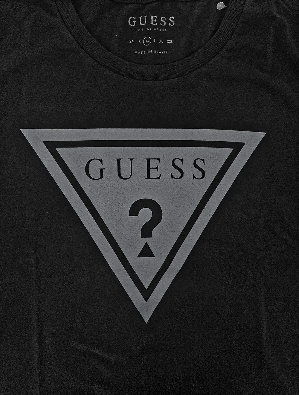 Camiseta Guess Masculina Full Gray Logo Print Preta