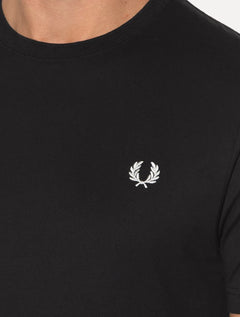 Camiseta Fred Perry Masculina Regular Crewneck Logo Preta