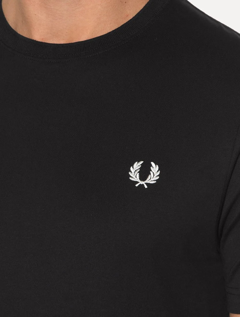 Camiseta Fred Perry Masculina Regular Crewneck Logo Preta