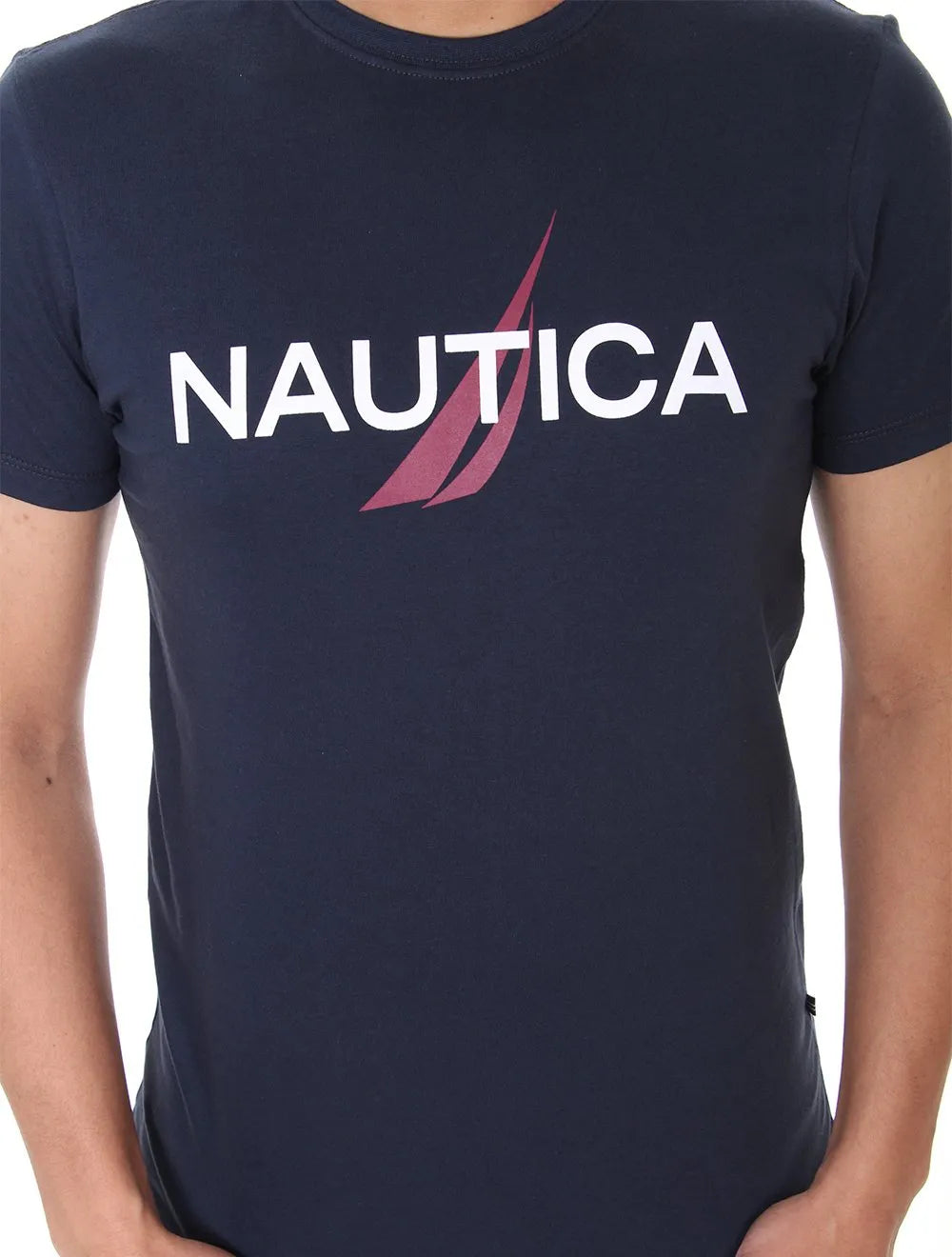 Camiseta Nautica Masculina Bordeaux Logo Graphic Azul Marinho