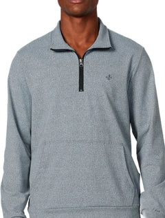 Blusa Dudalina Masculina Malha Flex Meio Ziper Cinza Mescla