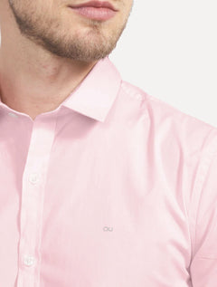 Camisa Calvin Klein Jeans Masculina Slim Fit New CKJ Logo Rosa Claro