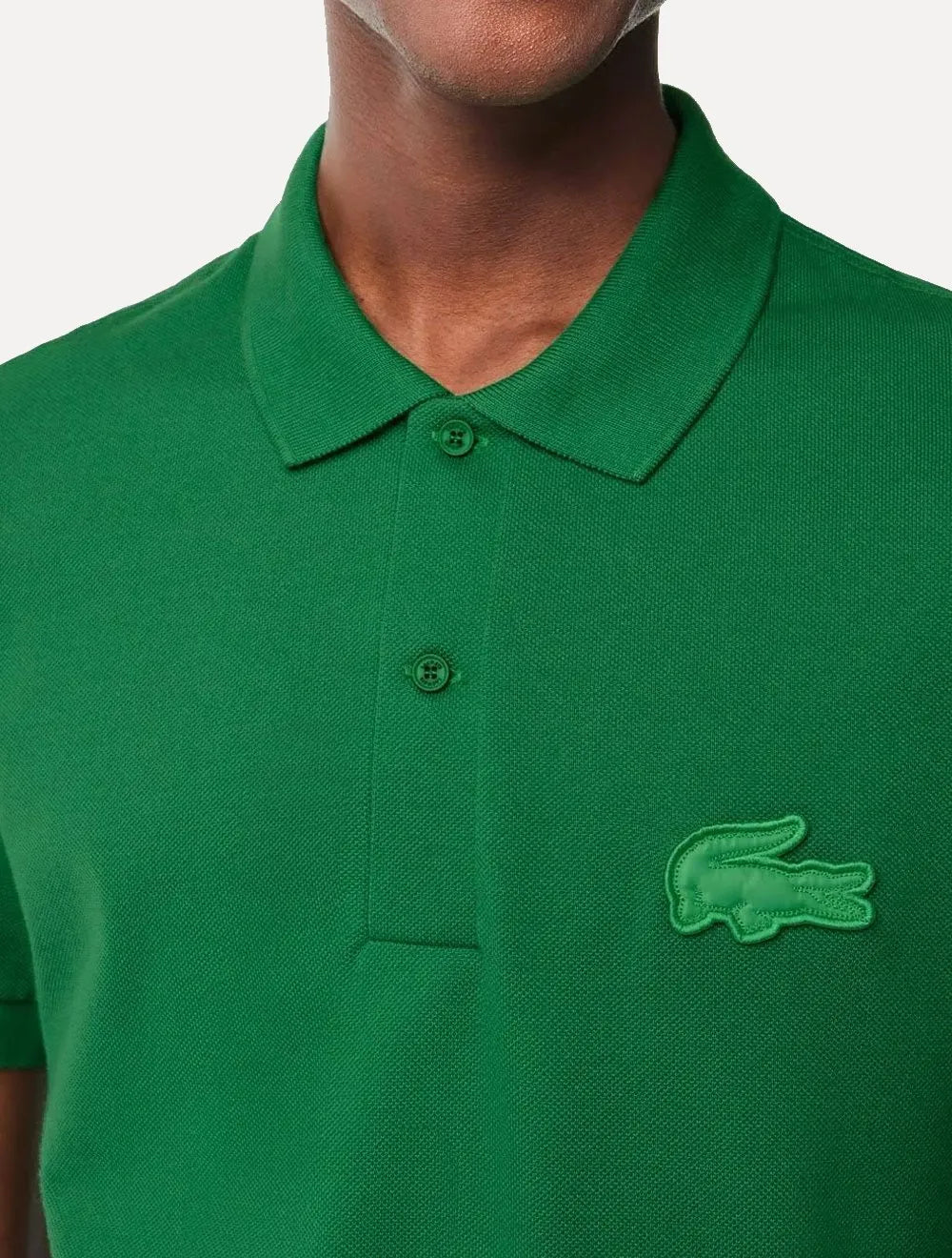 Polo Lacoste Masculina Regular Piquet Quilted Crocodile Badge Verde
