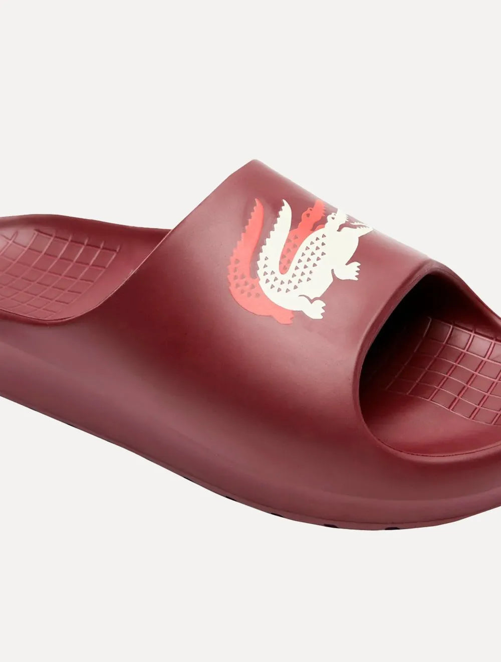 Chinelo Lacoste Masculino Slide Serve Croco Bordô
