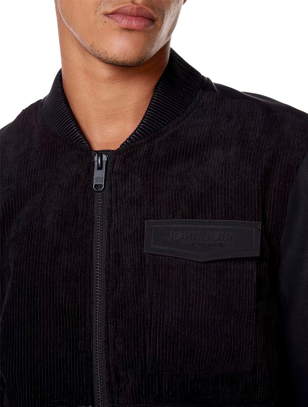 Jaqueta John John Masculina Couro Sintético Camurça Tom Preta