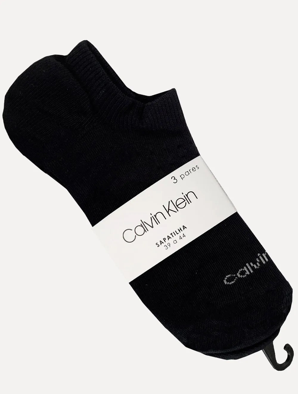 Meia Calvin Klein Invisível CK Preta Kit 3 Pares