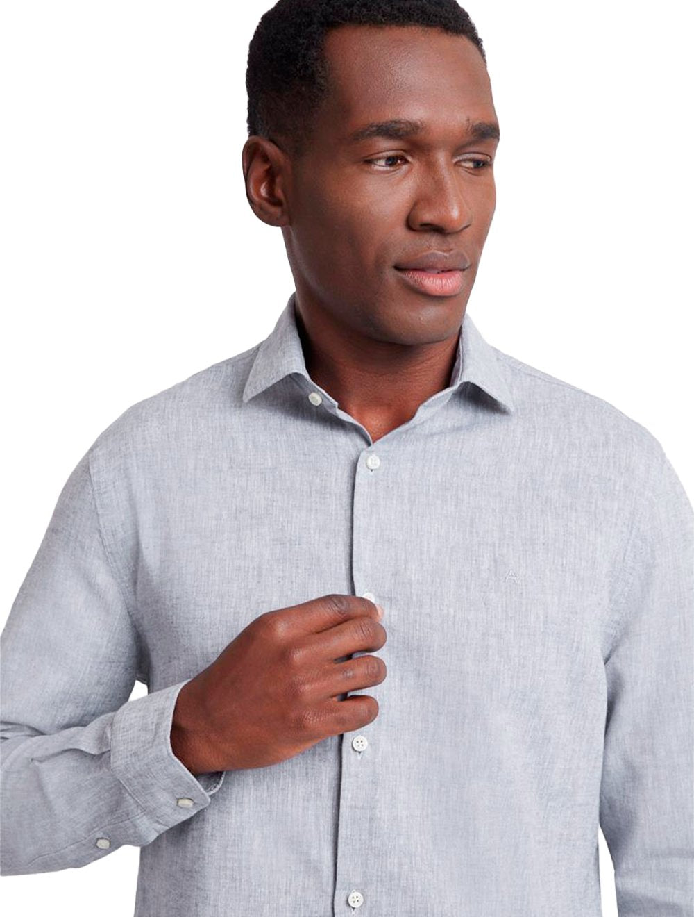 Camisa Aramis Masculina Slim Linho Algodão Ice Cinza Mescla