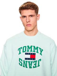 Moletom Tommy Jeans Masculino Crewneck Boxy Arched Logo Verde Claro