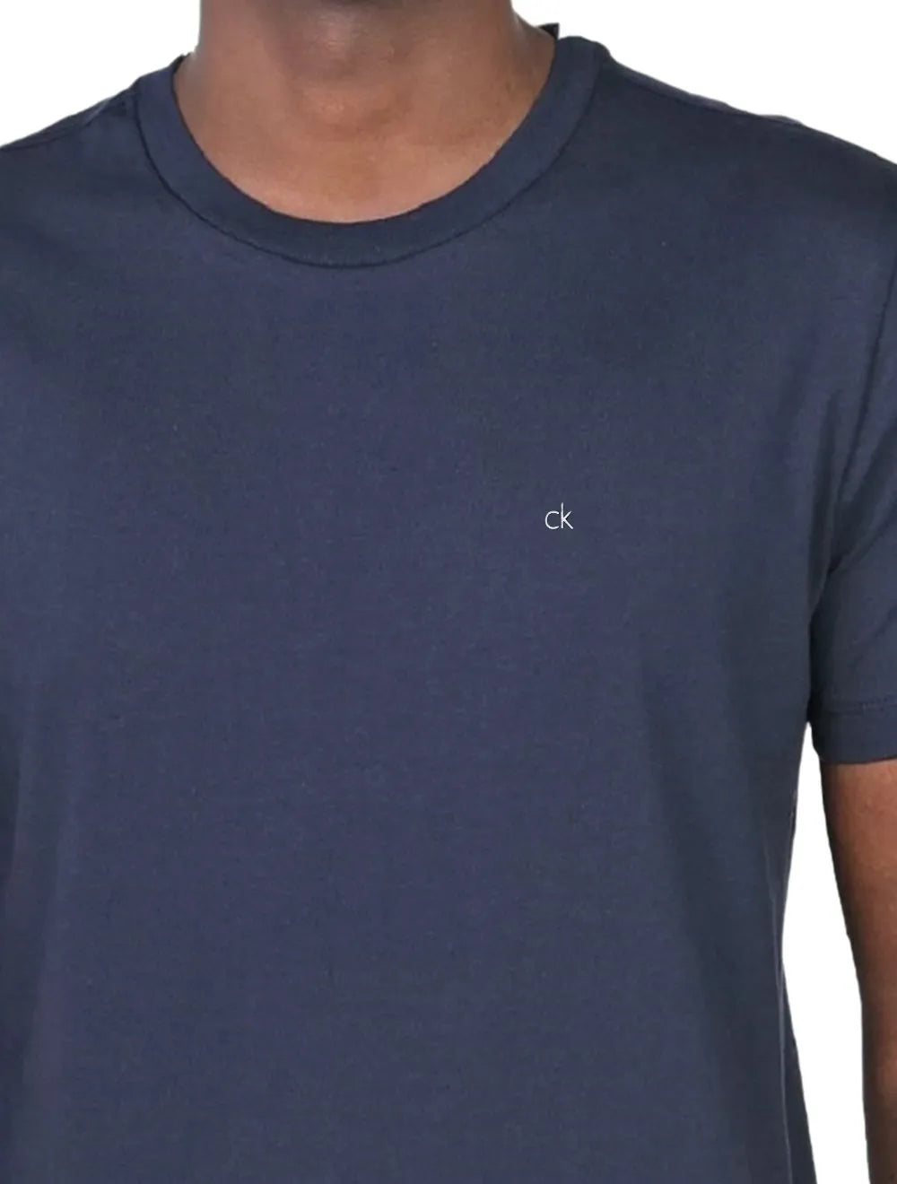 Camiseta Calvin Klein Masculina Meia Malha Basica CK Azul Marinho
