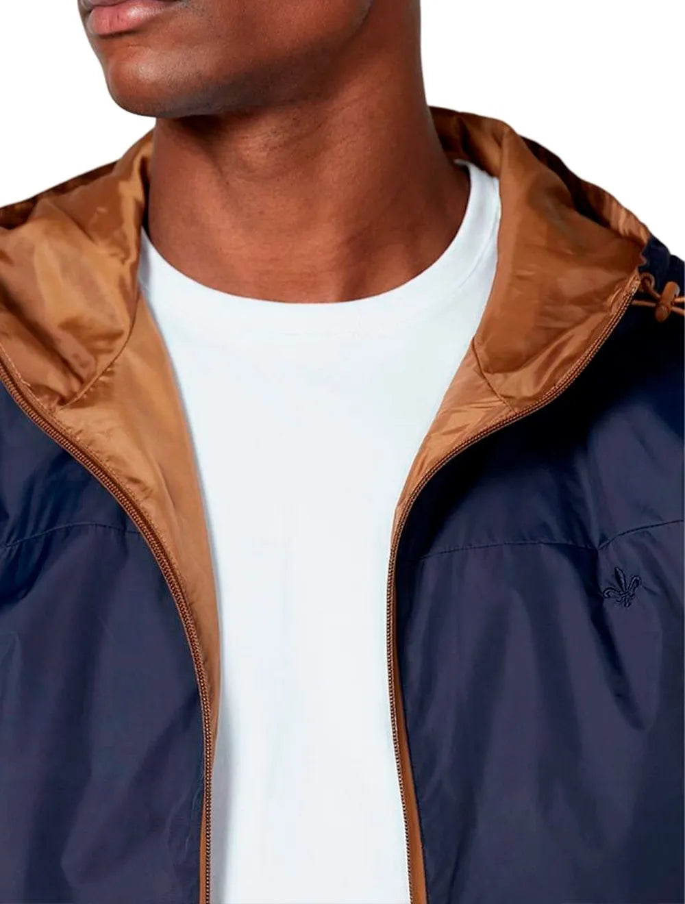 Jaqueta Dudalina Masculina Nylon Hoodie Corta Vento Azul Marinho