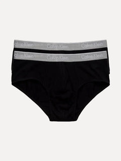 Cuecas Calvin Klein Brief Cotton Print Preta Pack 2UN