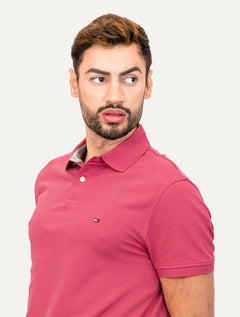 Polo Tommy Hilfiger Masculina Regular Piquet 1985 Rosa Escuro