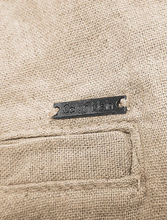 Short Calvin Klein Masculino Elástico Linen Cáqui Médio
