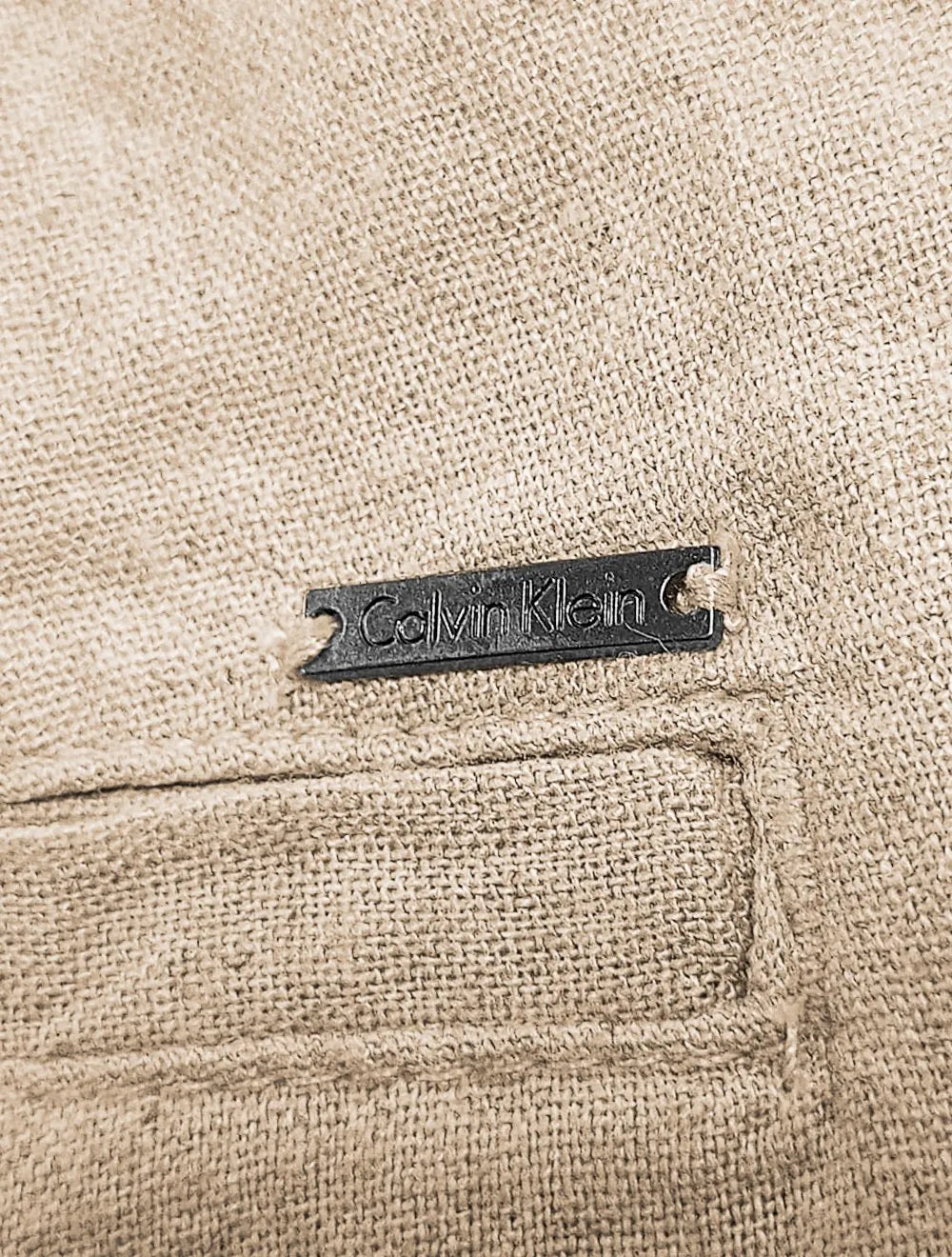 Short Calvin Klein Masculino Elástico Linen Cáqui Médio
