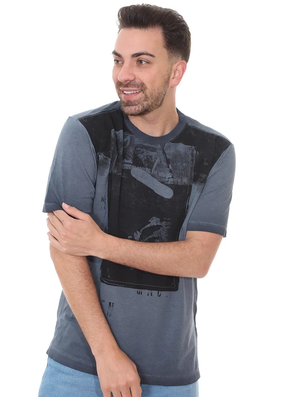 Camiseta John John Masculina RX Stoned Print Azul Indigo