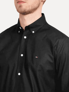 Camisa Tommy Hilfiger Masculina Regular Fit Classic Collar Preta